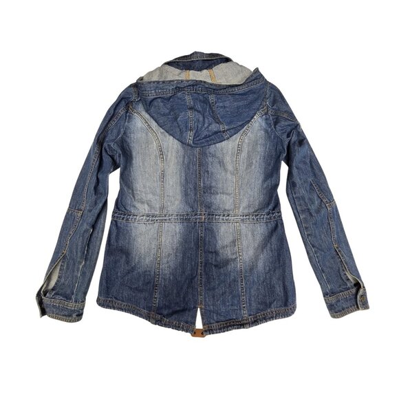 ONLY Women’s Denim Hooded Jacket Medium Wash Casual Utility Style M - Picture 2 of 10